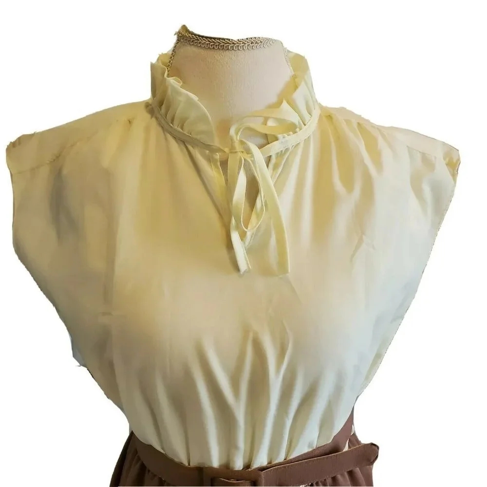 Vintage 70s‎ Sheath Dress Belted Neutral Career